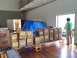 朝倉市の物資の衣類関係在庫の回収