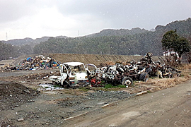 東林田地区の災害ゴミ（2018年1月12日）