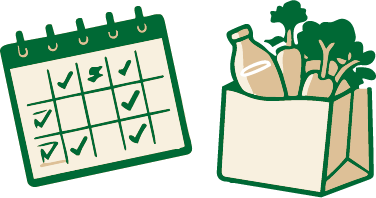 仕事や育児で忙しく食材を 計画的に揃えたい イラスト