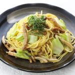 豚モモ味付け細切りで和風パスタ