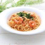 牛乳でえびのトマトクリームパスタ