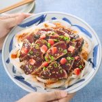 かつおのタタキ韓国風ピリ辛だれ